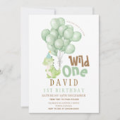 Dinosaurus 1e Verjaardag Waterverf Kaart (Voorkant)