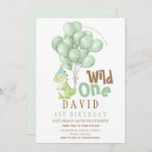 Dinosaurus 1e Verjaardag Waterverf Kaart (Voorkant / Achterkant)