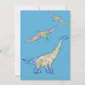 Dinosaurus 1e Verjaardagsfeestje Blauw Kaart (Achterkant)