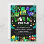 Dinosaurus 1e verjaardagsfeestje kaart (Voorkant)