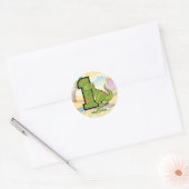 Dinosaurus 1e verjaardagsfeestje op maat ronde sticker (Envelop)