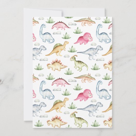 Dinosaurus 1e Verjaardagsfeestje Stomp Chomp Roar  Kaart (Achterkant)