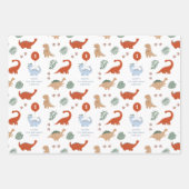 Dinosaurus 1e Verjaardagspartij Aangepaste Naam Inpakpapier Vel (Voorkant)