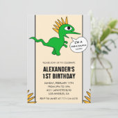 Dinosaurus 1e verjaardagsuitnodiging One-a-saurus Kaart (Staand voorkant)