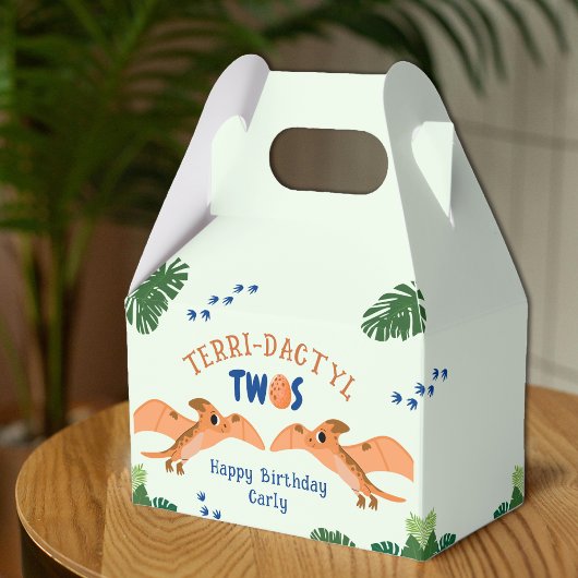 Dinosaurus 2e verjaardag Grappige Groene Pterodact Bedankdoosjes