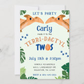 Dinosaurus 2e verjaardag Grappige Groene Pterodact Kaart (Voorkant)