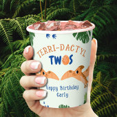 Dinosaurus 2e verjaardag Grappige Groene Pterodact Papieren Bekers