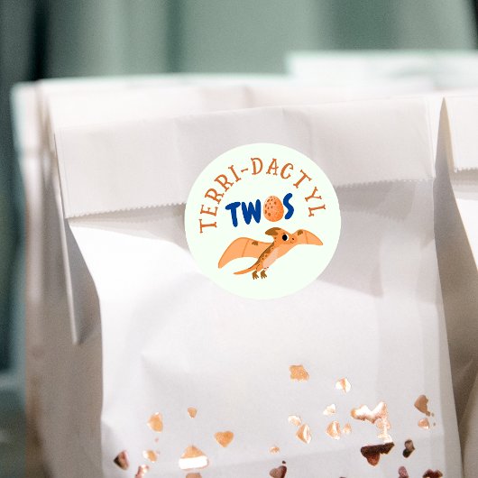 Dinosaurus 2e verjaardag Grappige Groene Pterodact Ronde Sticker