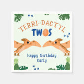 Dinosaurus 2e verjaardag Grappige Groene Pterodact Servet (Voorkant)