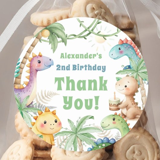 Dinosaurus 2e Verjaardag Jongen Cite Dino Ronde Sticker