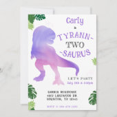 Dinosaurus 2e Verjaardag Paarse Tyrannosaurus Rex Kaart (Voorkant)