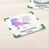 Dinosaurus 2e Verjaardag Paarse Tyrannosaurus Rex Kartonnen Onderzetters (Schuin)