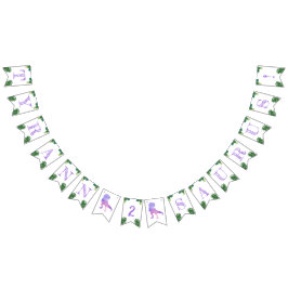 Dinosaurus 2e Verjaardag Paarse Tyrannosaurus Rex Vlaggetjes