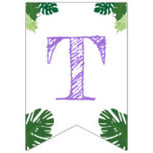 Dinosaurus 2e Verjaardag Paarse Tyrannosaurus Rex Vlaggetjes (Eerste vlag)