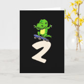 Dinosaurus 2e Verjaardag Skateboard Kinder Jongens Kaart (Gele Bloem)
