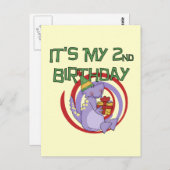 Dinosaurus 2e verjaardag Tshirts en geschenken Briefkaart (Voorkant / Achterkant)