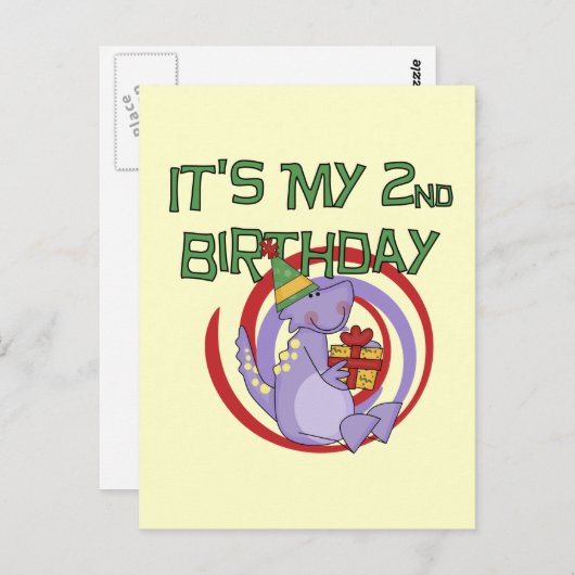 Dinosaurus 2e verjaardag Tshirts en geschenken Briefkaart (Voorkant / Achterkant)