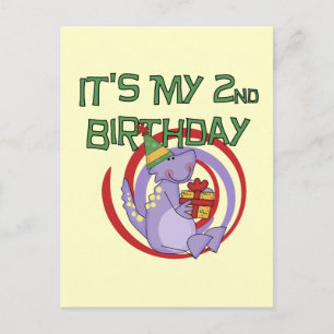 Dinosaurus 2e verjaardag Tshirts en geschenken Briefkaart