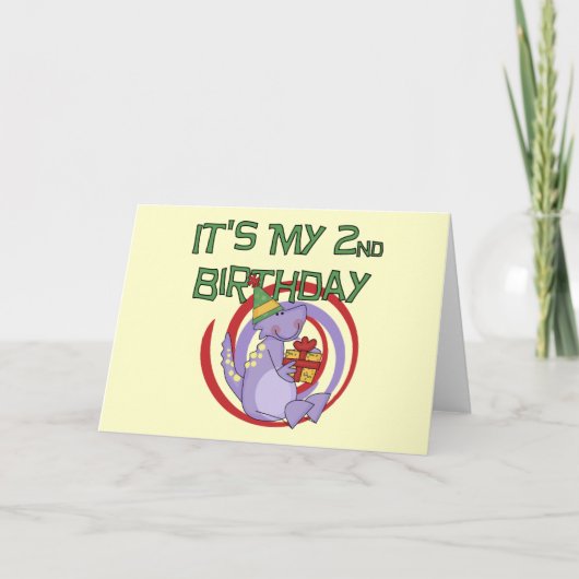 Dinosaurus 2e verjaardag Tshirts en geschenken Kaart (Voorkant)