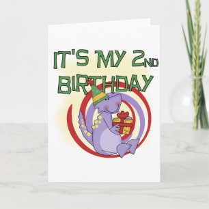 Dinosaurus 2e verjaardag Tshirts en geschenken Kaart