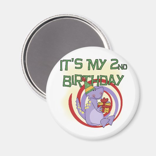 Dinosaurus 2e verjaardag Tshirts en geschenken Magneet (Voorkant / Achterkant)