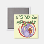 Dinosaurus 2e verjaardag Tshirts en geschenken Magneet (Voorkant / Achterkant)