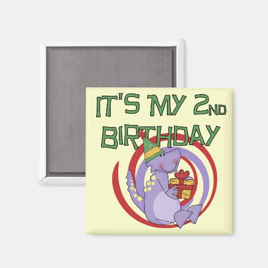 Dinosaurus 2e verjaardag Tshirts en geschenken Magneet (Voorkant / Achterkant)