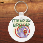 Dinosaurus 2e verjaardag Tshirts en geschenken Sleutelhanger (Voorkant)