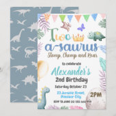 Dinosaurus 2e verjaardag Two-A-Saurus Jongensfeest Kaart (Voorkant / Achterkant)