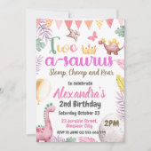 Dinosaurus 2e verjaardag Two-A-Saurus Meisjesfeest Kaart (Voorkant)