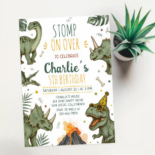 Dinosaurus 2e verjaardagsfeest groen kaart