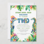 Dinosaurus 2e verjaardagsfeestje Schattige Baby Bo Kaart (Voorkant)