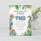 Dinosaurus 2e verjaardagsfeestje Schattige Baby Bo Kaart (Staand voorkant)