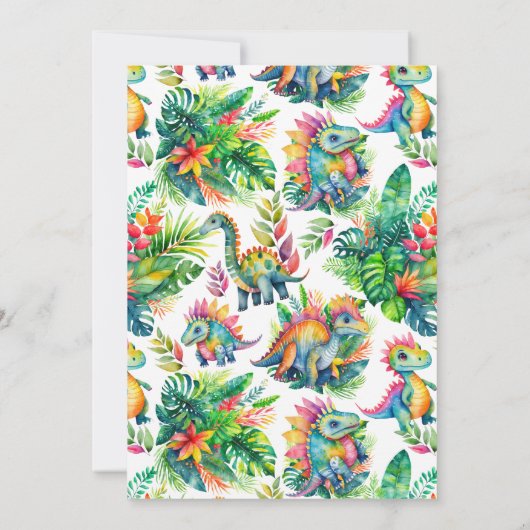 Dinosaurus 2e verjaardagsfeestje Schattige Baby Bo Kaart (Achterkant)