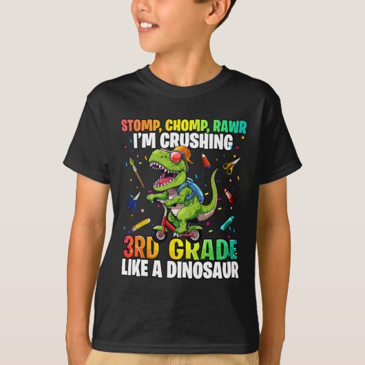 Dinosaurus 3e klas terug naar school Eerste dag va T-shirt (Voorkant)