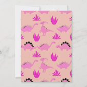 Dinosaurus 3e Verjaardag Drie Rex Meisje Uitnodigi Kaart (Achterkant)