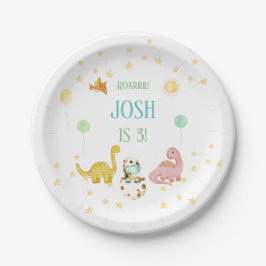 Dinosaurus 3e Verjaardag Kinder Papieren Bordje