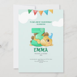 Dinosaurus 3e verjaardag kinder uitnodiging