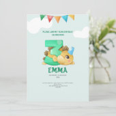 Dinosaurus 3e verjaardag kinder uitnodiging (Staand voorkant)