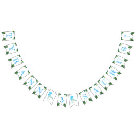 Dinosaurus 3e verjaardag Party Blauw Tyrannosaurus Vlaggetjes