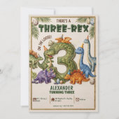 Dinosaurus 3e verjaardag Three-Rex-feestje 3e verj Kaart (Voorkant)