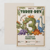 Dinosaurus 3e verjaardag Three-Rex-feestje 3e verj Kaart (Voorkant / Achterkant)