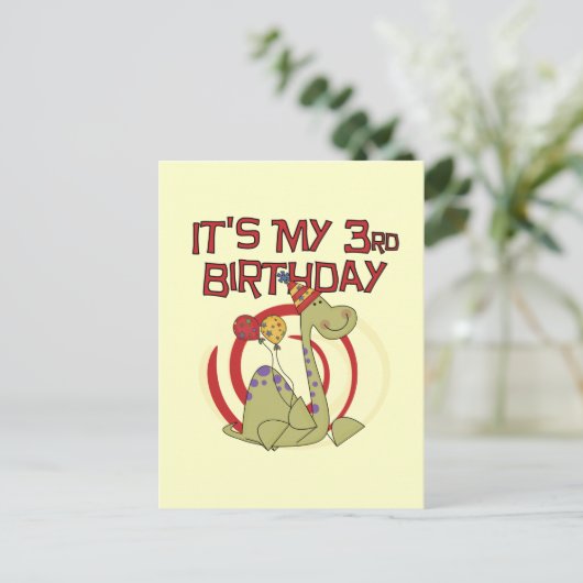 Dinosaurus 3e verjaardag Tshirts en geschenken Briefkaart (Staand voorkant)