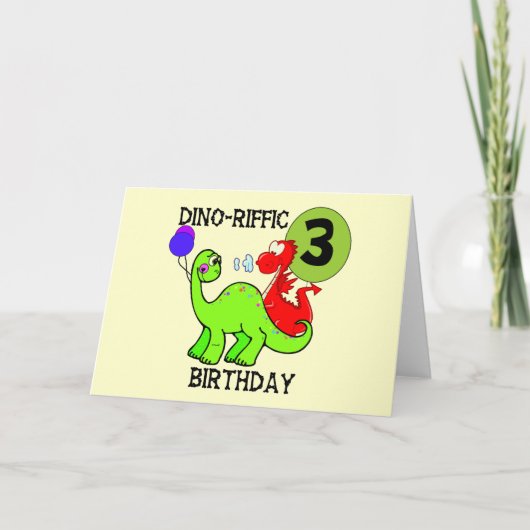 Dinosaurus 3e verjaardag Tshirts en geschenken Kaart (Voorkant)