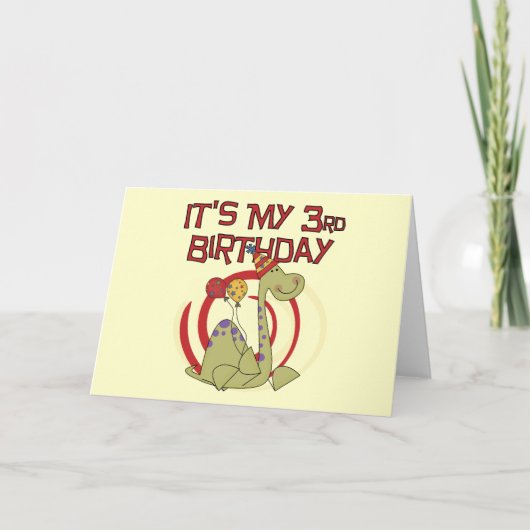 Dinosaurus 3e verjaardag Tshirts en geschenken Kaart (Voorkant)