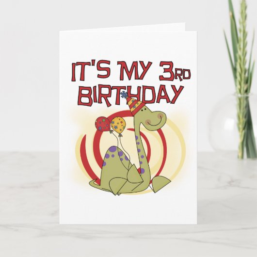 Dinosaurus 3e verjaardag Tshirts en geschenken Kaart (Voorkant)