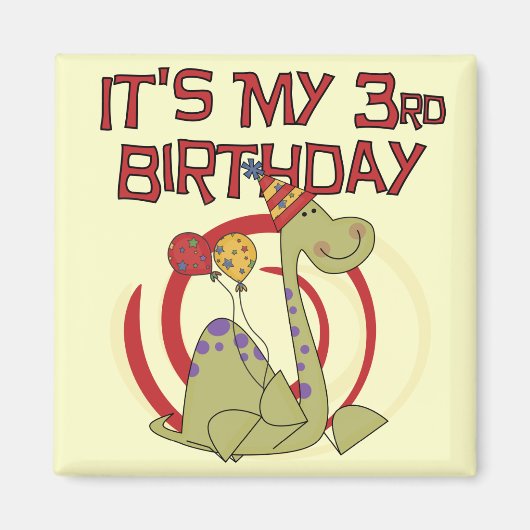 Dinosaurus 3e verjaardag Tshirts en geschenken Magneet (Voorkant)