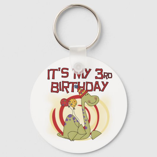 Dinosaurus 3e verjaardag Tshirts en geschenken Sleutelhanger (Voorkant)