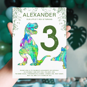 Dinosaurus 3e Verjaardagsfeest Budget Uitnodiging Briefkaart