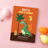 Dinosaurus 4-A-Saurus Kinder Vierde Verjaardagsuit Kaart